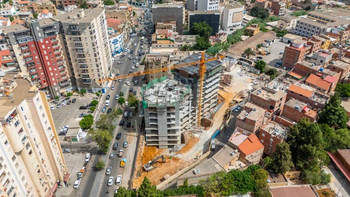 Vue aérienne du chantier  